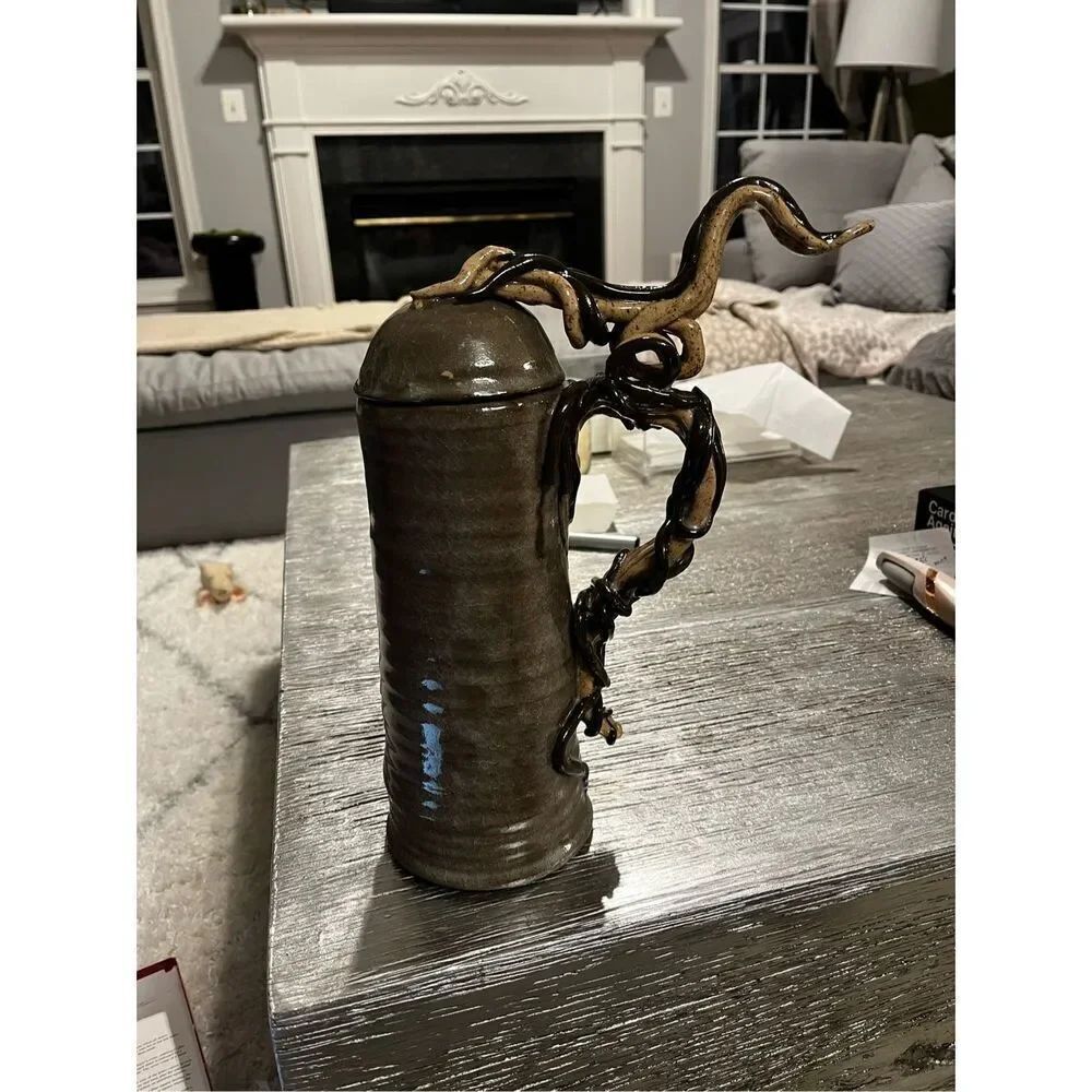 Handmade Rem Faire Woodland Pottery Vine Stein One of A Kind